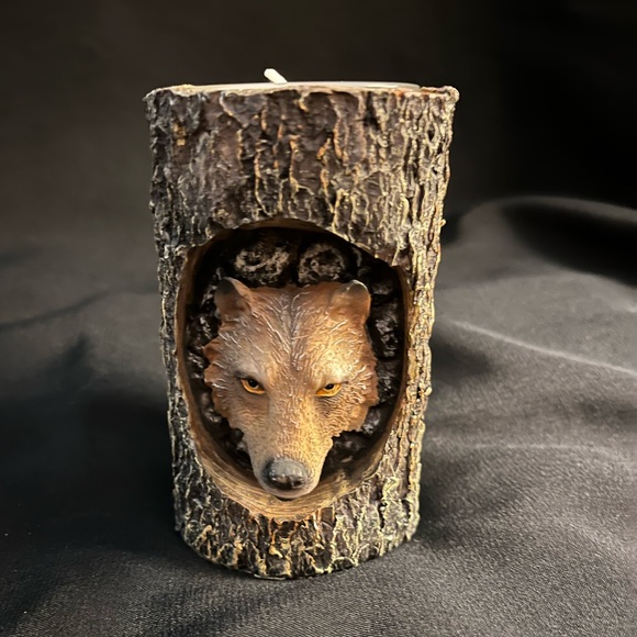 UNIQUE WOOD FOX HEAD CANDLE HOLDER - Picture 3 of 9